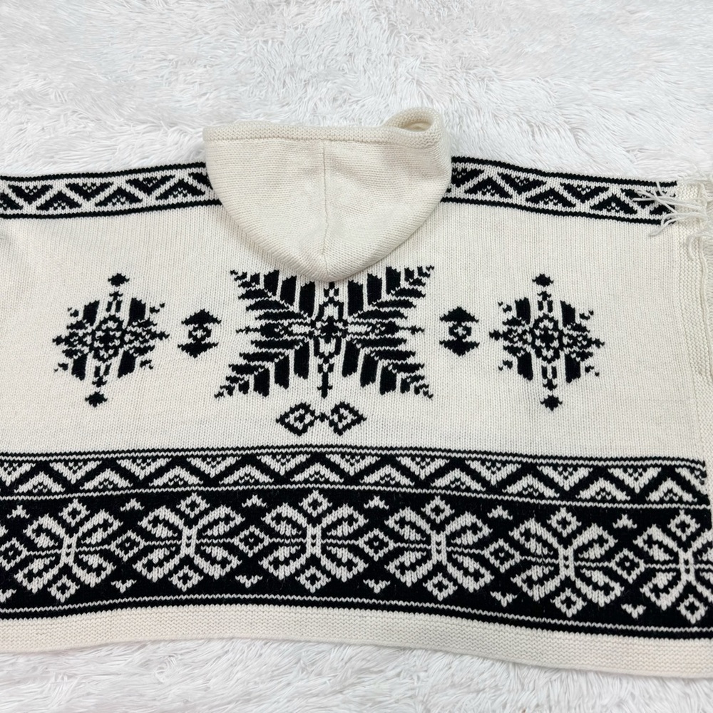 Polo Ralph Lauren girl’s hooded bohomien print sweater poncho alpaca wool blend - Picture 9 of 12